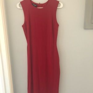 Bebe midi bodycon sleeveless dress in red
